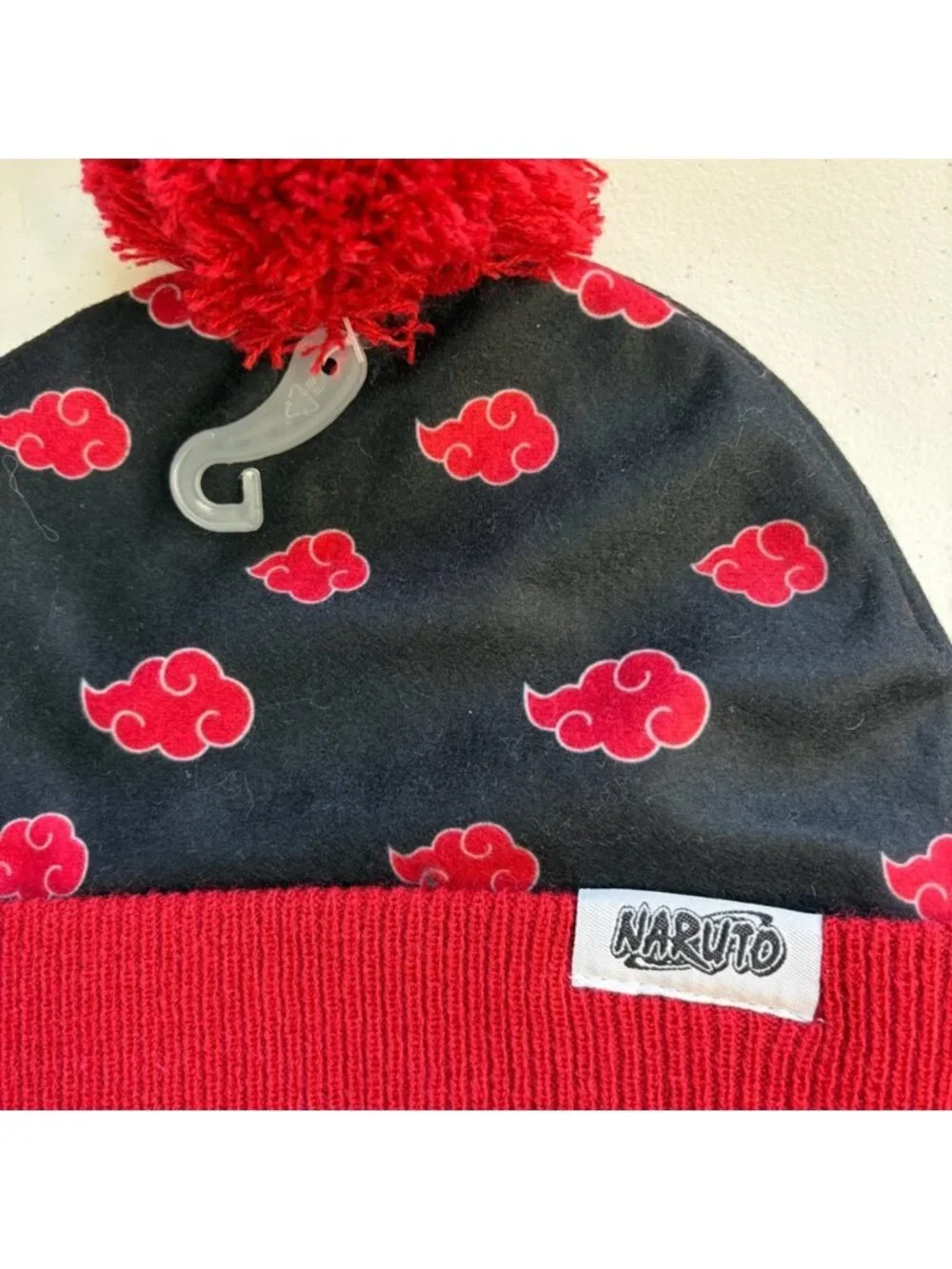 Naruto Beanie Toque Hat Shippuden Akatsuki Cloud Youth Cuffed Pom New red black